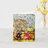 Hyperbole Raining Cats and Dogs Wenskaart Kaart (Gele Bloem)