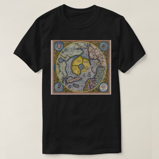 Hyperborea Flat Earth Azimuthal Equidistant Projec T-shirt (Design voorkant)