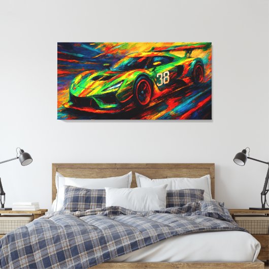 hypergestileerde raceauto canvas afdruk (Insitu (Slaapkamer))