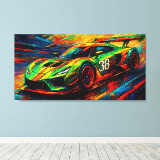 hypergestileerde raceauto canvas afdruk (Insitu (Houten vloer))