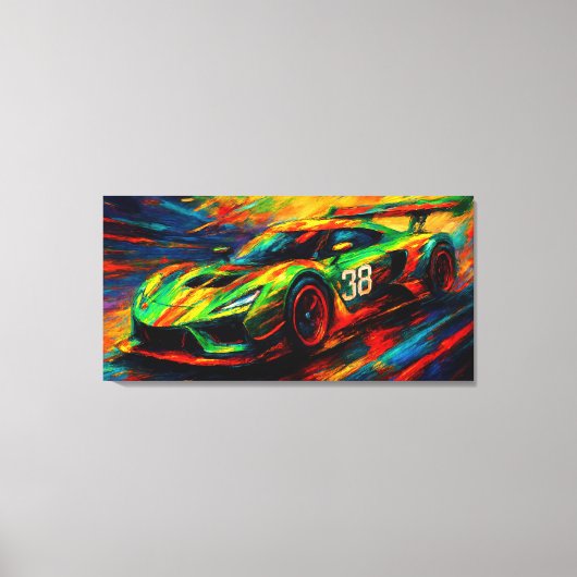 hypergestileerde raceauto canvas afdruk (Voorkant)