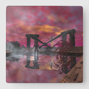 HYPERION TEMPLE OF WATER Science Fiction,Sci-Fi Vierkante Klok