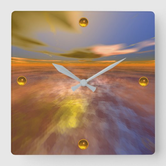 HYPERION WORLD, ALIEN SEASCAPE SKY, CLOUDS Sci-Fi Vierkante Klok (Voorkant)