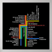 Hyperlineaire BART-kaart (zwart) Poster (Voorkant)