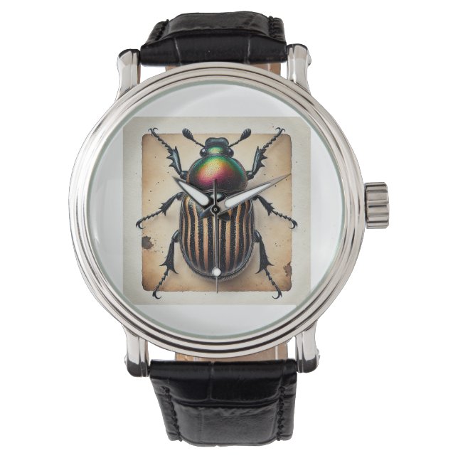 Hyperplatys beetle 180924IREF203 - Watercolor Horloge (Voorkant)