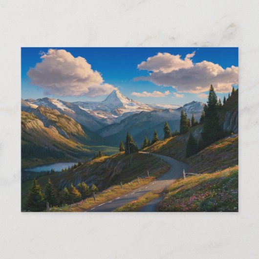Hyperrealistisch berglandschap olieverfschilderij briefkaart (Voorkant)