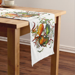 Hyperrealistisch stilleven met paprika's en knoflo medium tafelloper