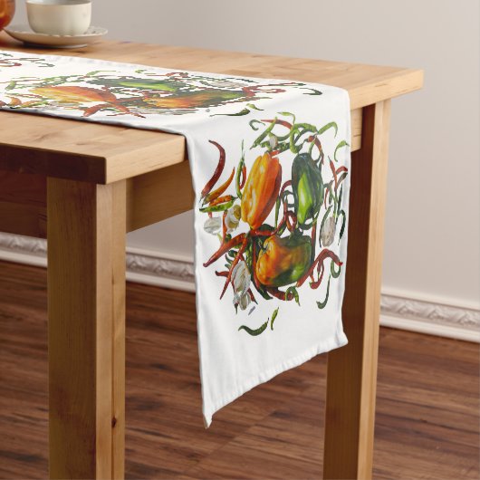 Hyperrealistisch stilleven met paprika's en knoflo medium tafelloper (Voorbeeld)