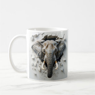 Hyperrealistische olifant uit gebroken muur koffiemok