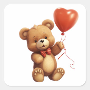 hyperrealistische teddybeer vierkante sticker