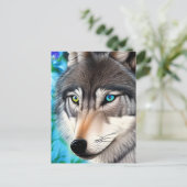 Hyperrealistische Wolf Digital Graphic Briefkaart (Staand voorkant)