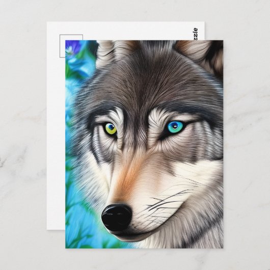 Hyperrealistische Wolf Digital Graphic Briefkaart (Voorkant / Achterkant)