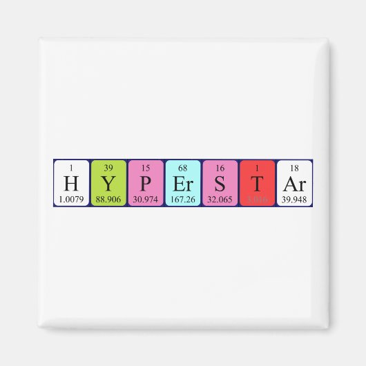 Hyperstar periodiek table name magnet (Voorkant)