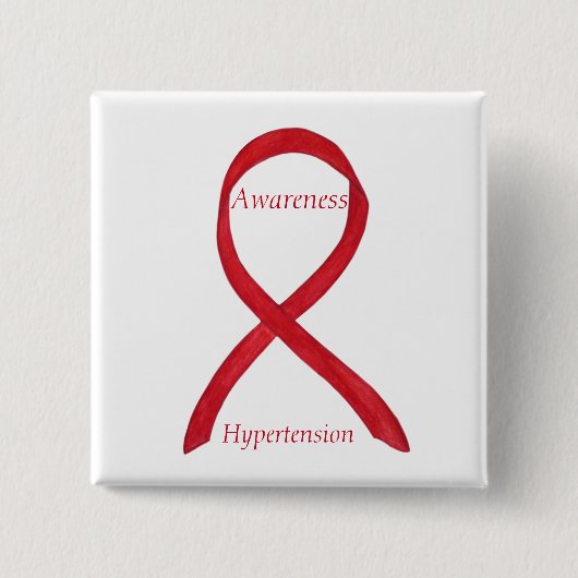 Hypertensie (HTN) Bewustmaking Red Ribbon Custom P Vierkante Button 5,1 Cm (Voorkant)