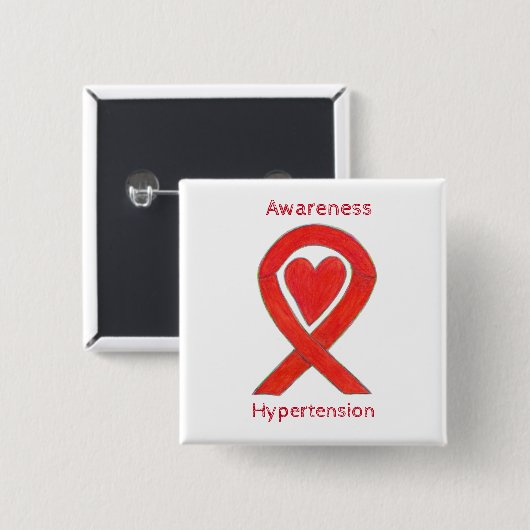 Hypertensie (HTN) Bewustmaking Rode hartslag Vierkante Button 5,1 Cm (Voorkant /achterkant)