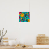 Hyperverzadigd Neon Pop Art Stofpatroon Poster (Keuken)