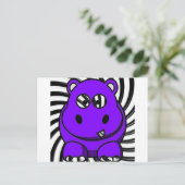 Hypno Hippo Paars Briefkaart (Staand voorkant)