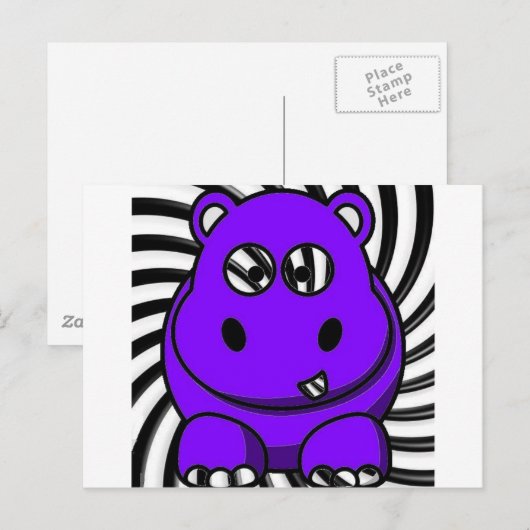 Hypno Hippo Paars Briefkaart (Voorkant / Achterkant)