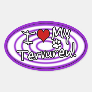 Hypno Paarse Ik hou van mijn Tervuren Ovale Sticker