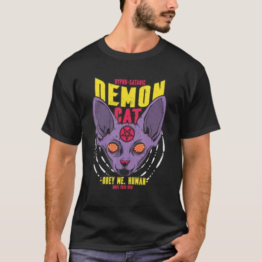 Hypno Satanic Demon Cat T-shirt (Voorkant)