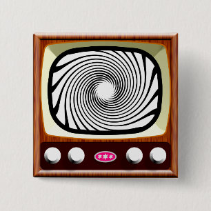 Hypno-TV van 50 jaar Vierkante Button 5,1 Cm