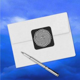 Hypnosis Spiral Stickers, zwarte achtergrond Vierkante Sticker