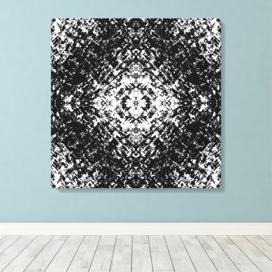 Hypnotic Abstract Black And White Modern Art Canvas Afdruk (Insitu (Houten vloer))