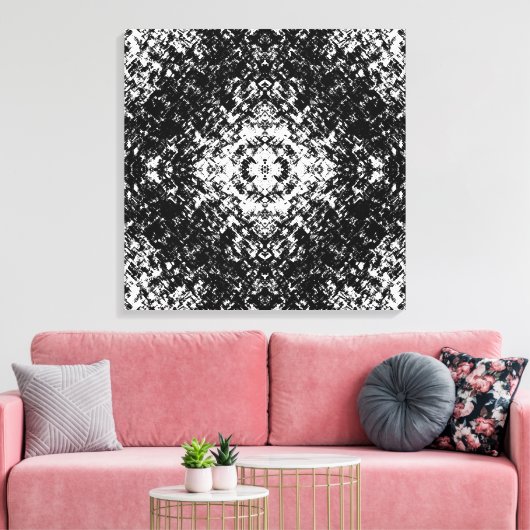 Hypnotic Abstract Black And White Modern Art Canvas Afdruk (Insitu (Woonkamer))