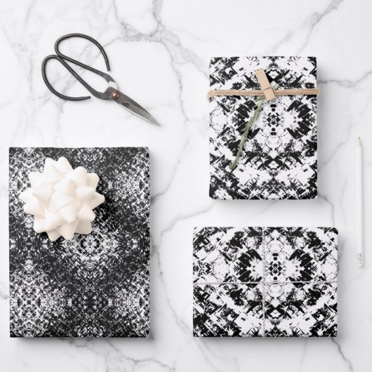 Hypnotic Abstract Black And White Modern Art Inpakpapier Vel (Voorkant)