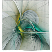 Hypnotic Abstract Golden Turquoise Teal Fractal Douchegordijn (Voorkant)