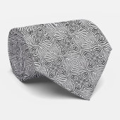 Hypnotic Black and White Concentric Circle Op Stropdas (Opgerold)