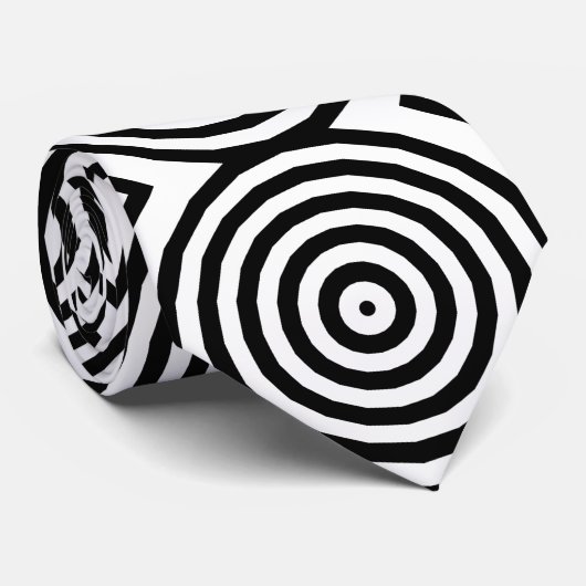 Hypnotic Black en White Circle Pattern Stropdas (Opgerold)