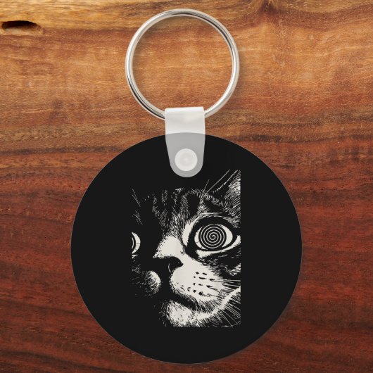 Hypnotic Cat Sral Eyes Trippy Psychedelic Cat  Sleutelhanger (Voorkant)