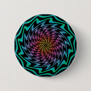 HYPNOTIC DISC Mesmeriserende Neon Cool Zig Zag Spi Ronde Button 5,7 Cm