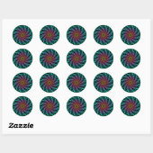 HYPNOTIC DISC Mesmeriserende Neon Cool Zig Zag Spi Ronde Sticker (Vel)