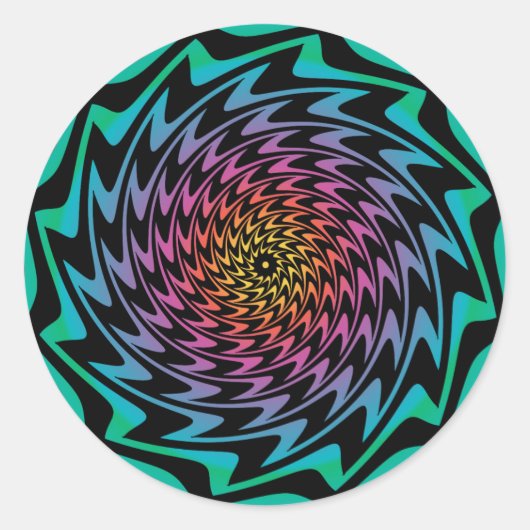 HYPNOTIC DISC Mesmeriserende Neon Cool Zig Zag Spi Ronde Sticker (Voorkant)