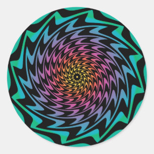 HYPNOTIC DISC Mesmeriserende Neon Cool Zig Zag Spi Ronde Sticker