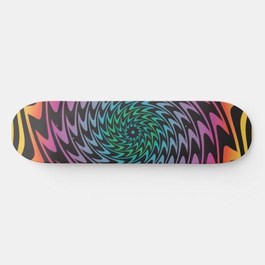HYPNOTIC DISC Mesmerizing Hot Neon Zig Zag Spiraal Persoonlijk Skateboard (Horizontaal)