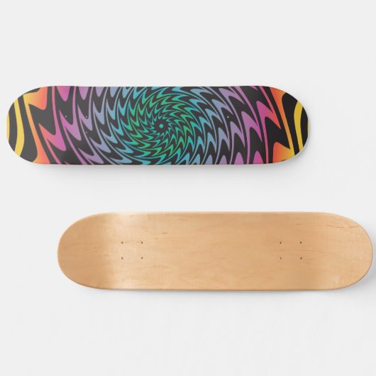 HYPNOTIC DISC Mesmerizing Hot Neon Zig Zag Spiraal Persoonlijk Skateboard (Horizontaal)
