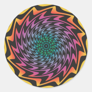 HYPNOTIC DISC Mesmerizing Hot Neon Zig Zag Spiraal Ronde Sticker