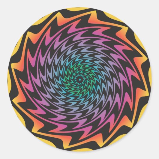 HYPNOTIC DISC Mesmerizing Hot Neon Zig Zag Spiraal Ronde Sticker (Voorkant)
