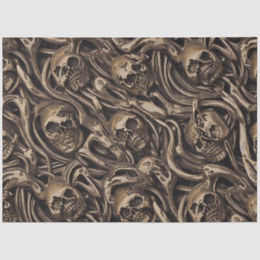 Hypnotic Gothic Horror Liquide Gold Skulls Tissuepapier (Voorkant)