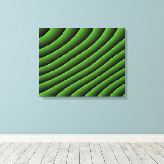 Hypnotic Green Wavy Lines Canvas afdrukken (Insitu (Houten vloer))