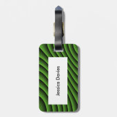 Hypnotic Green Wavy Lines Custom Bagagelabel (Achterkant verticaal)