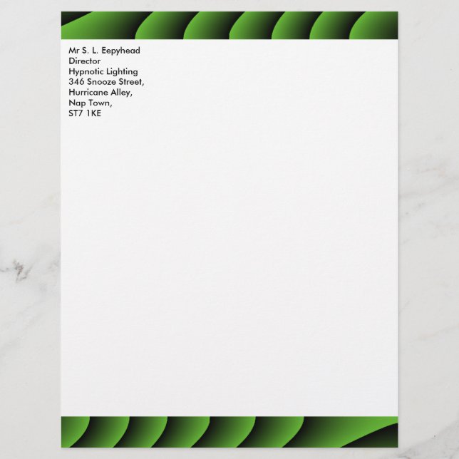Hypnotic Green Wavy Lines  Letterhead Custom Briefhoofd (Voorkant)