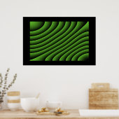 Hypnotic Green Wavy Lines Poster (Keuken)