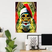 Hypnotic psychedelic Santa Claus | AI Art Poster (Thuiskantoor)