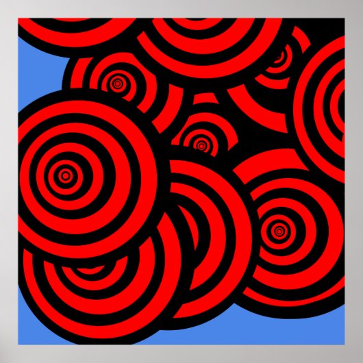 Hypnotic Red Black en Blue Spirals Poster (Voorkant)