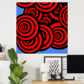 Hypnotic Red Black en Blue Spirals Poster (Thuiskantoor)