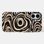 Hypnotic Swirl Black & Cream Abstract Phone Case (Achterkant (horizontaal))